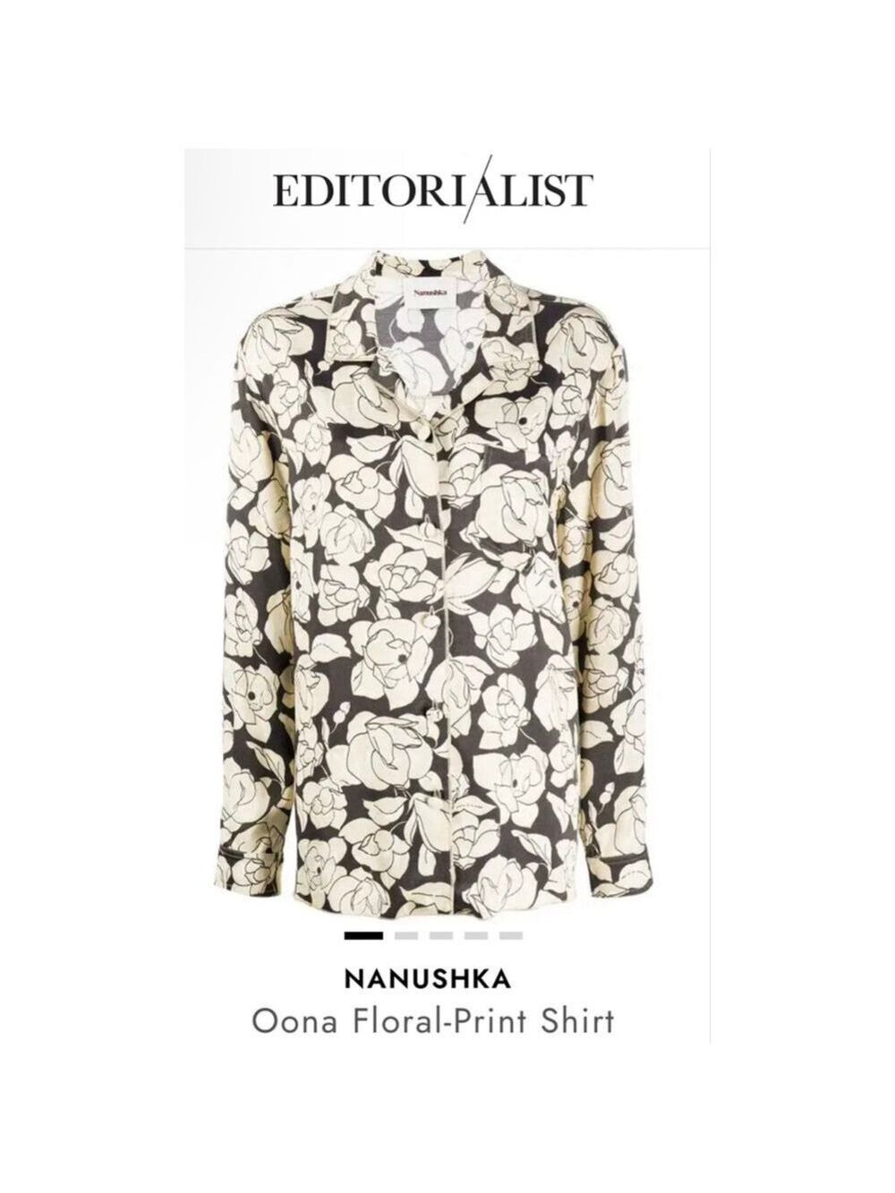 Nanushka Oona Floral-Print Button Down Shirt Brown Beige S Fits oversized